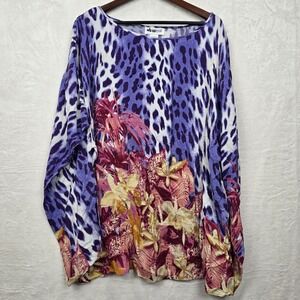 We Be Bop Plus Size 2X Colorful Artsy Kimono Sleeves Blouse Top Art To Wear